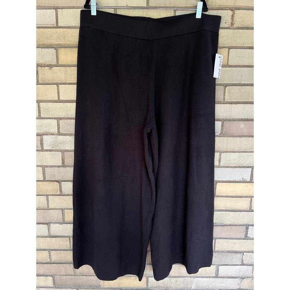 Nine West Black Sweater Wide Leg Pants High Rise Cropped Knit Plus Size 2X NWT - Picture 1 of 6